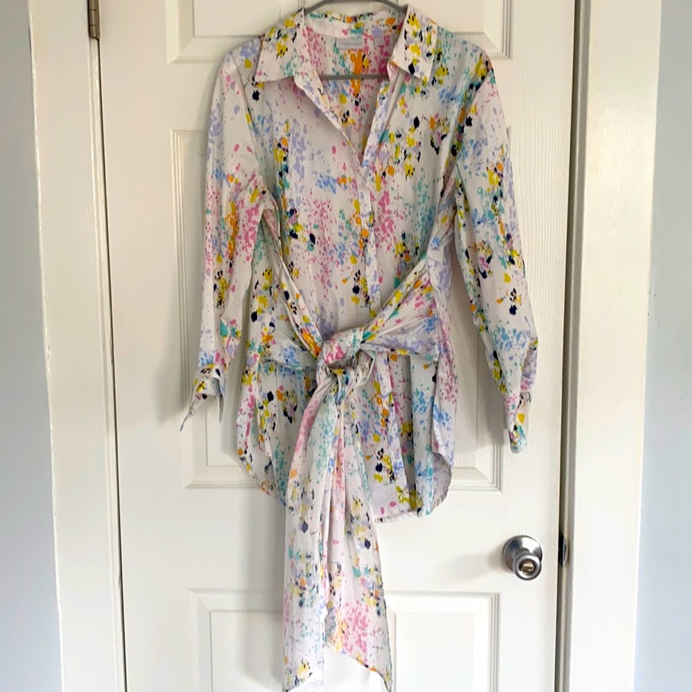 NY & Company Splatter Paint Button-Up